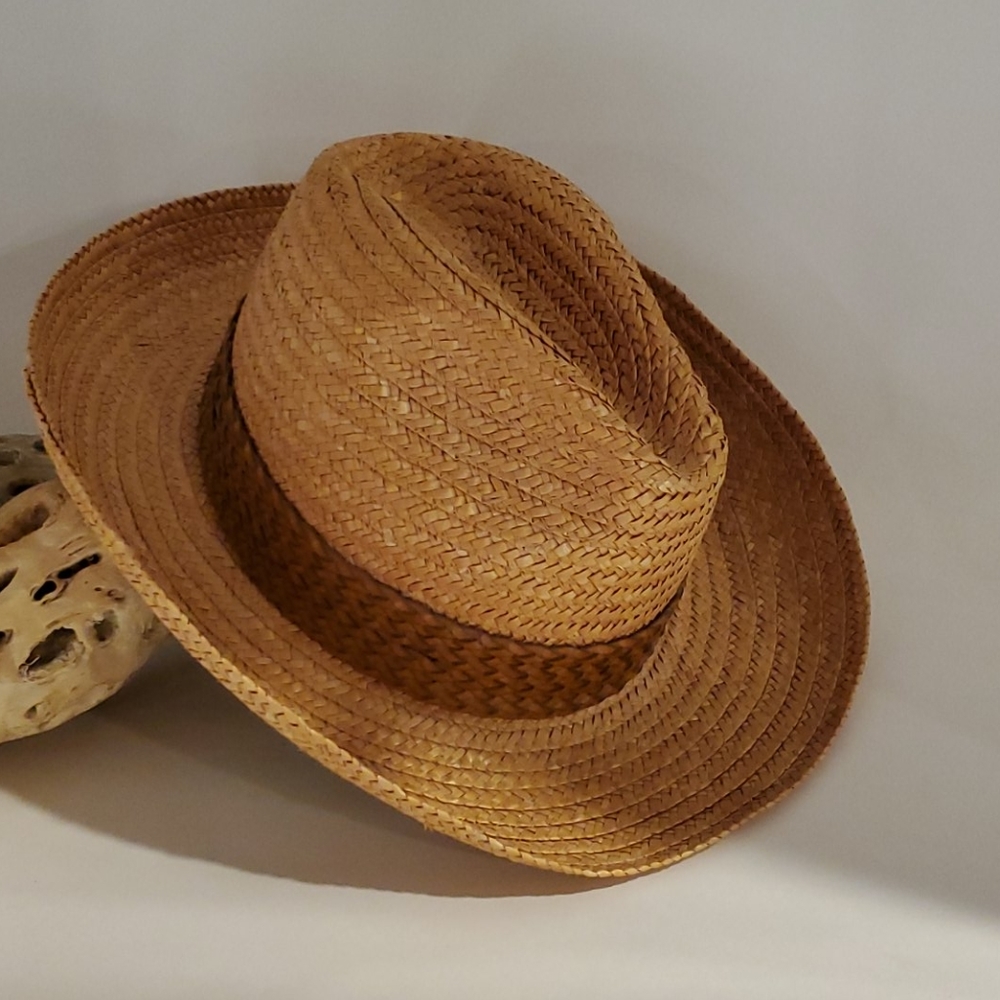 Neiman Marcus Fedora Panama Straw Hat Brai…